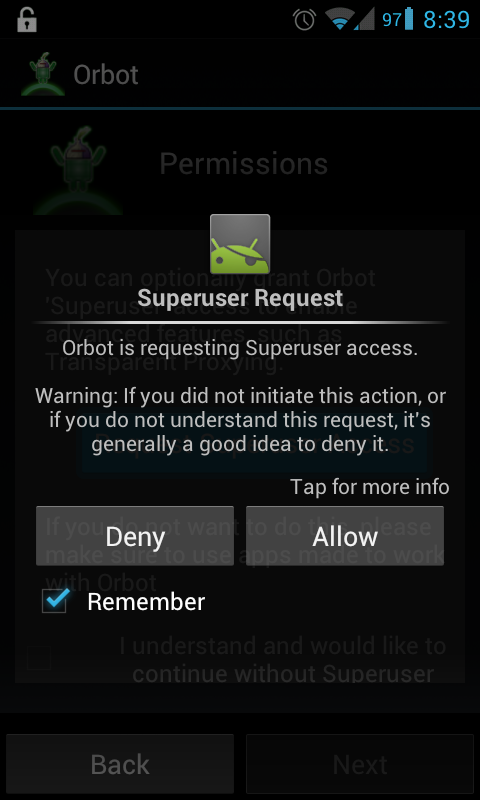 Orbot: receiving root