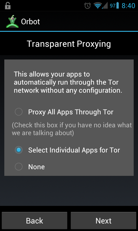 Transparent proxying in Orbot