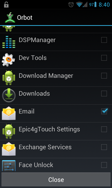 Proxying specific apps