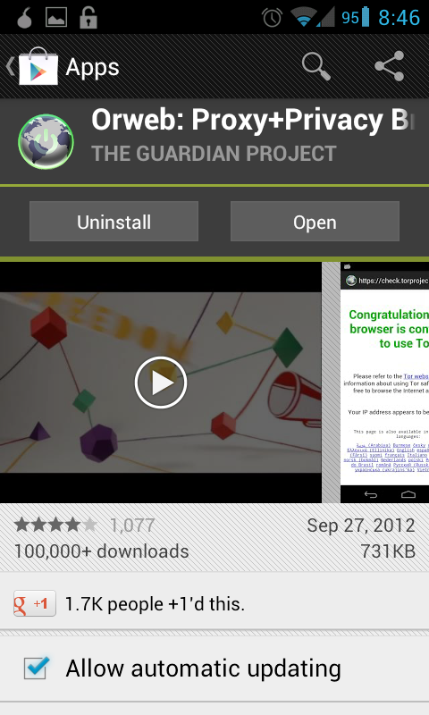 Orweb in Google Play