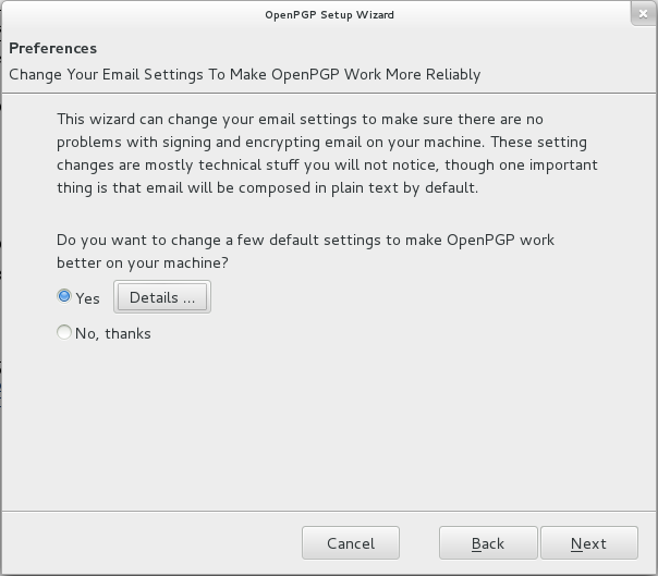 Enigmail Setup Wizard
